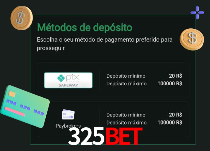 O cassino 325bet oferece uma grande variedade de métodos de pagamento